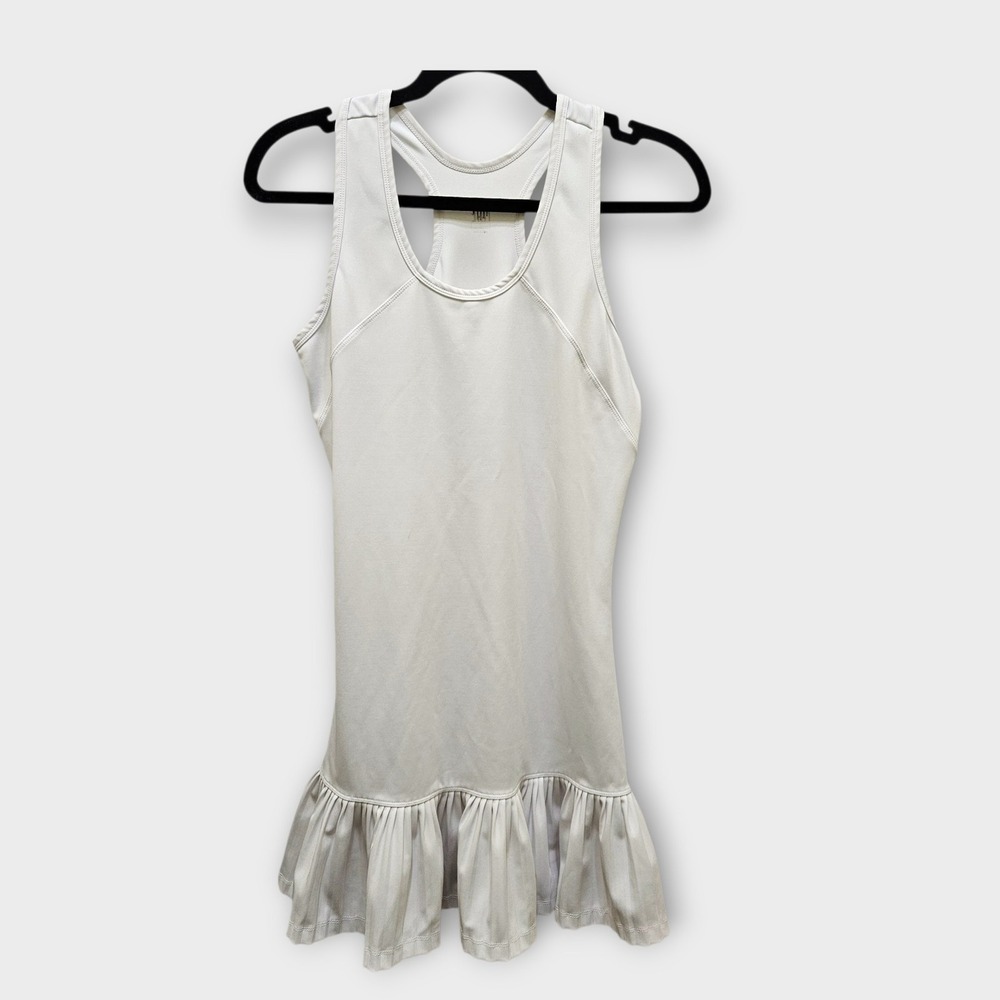 TAIL Coletta Tennis Dress Ruffle Hem Racerback Athletic Chalk Polyester Spandex